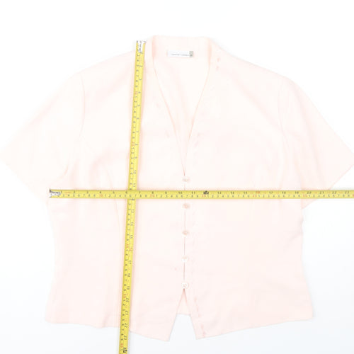 Country Casuals Women Pink Size 16 Blouse Short Sleeve V-Neck