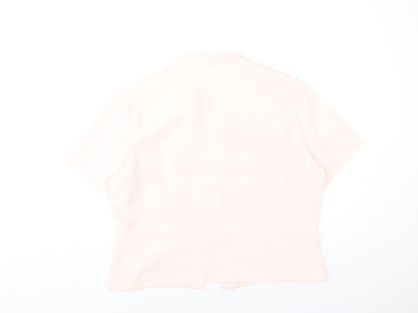 Country Casuals Women Pink Size 16 Blouse Short Sleeve V-Neck
