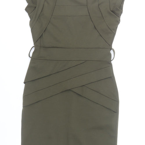 FeverFish Women’s Green Bodycon Knee Length Dress Size 10