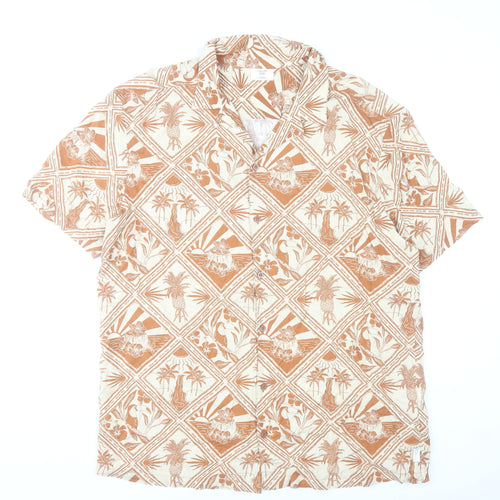 Chelsea Peers Men's Brown Hawaiian Viscose Shirt XL Short Sleeve
