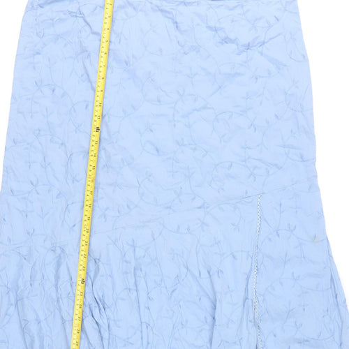 Dash Women’s Blue Cotton Midi Flared Skirt Size 20 Embroidered