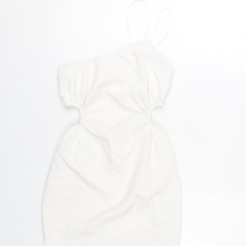 Zara Women’s White One Shoulder Bodycon Cut Out Dress XS