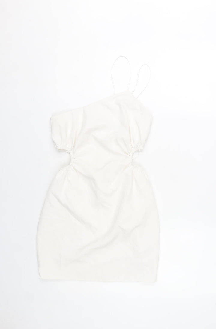 Zara Women’s White One Shoulder Bodycon Cut Out Dress XS