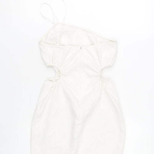 Zara Women’s White One Shoulder Bodycon Cut Out Dress XS