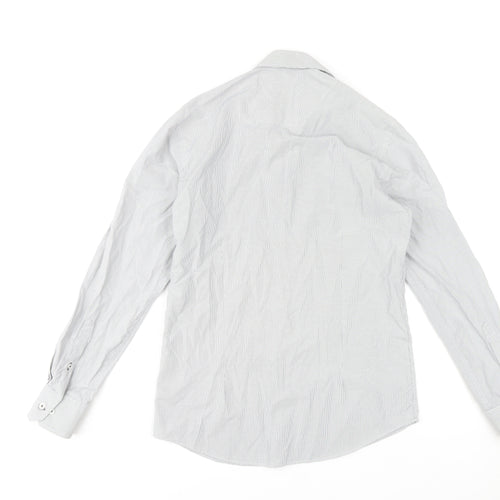 NLM Mens Grey Slim Fit Long Sleeve Dress Shirt 15in 38cm