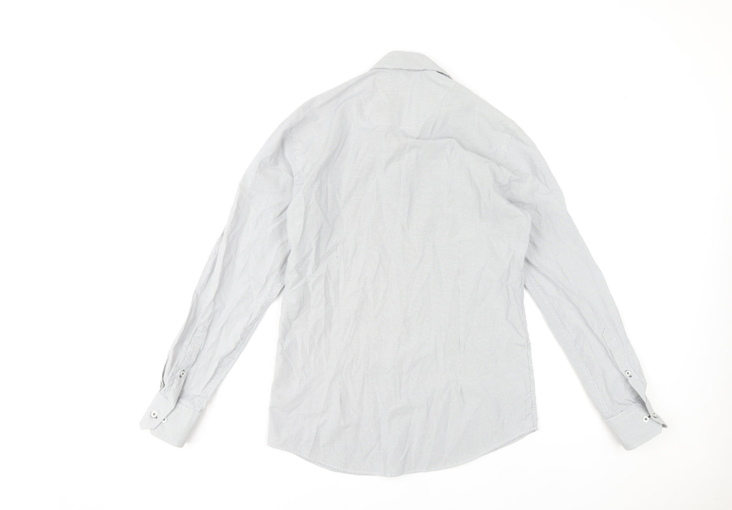 NLM Mens Grey Slim Fit Long Sleeve Dress Shirt 15in 38cm