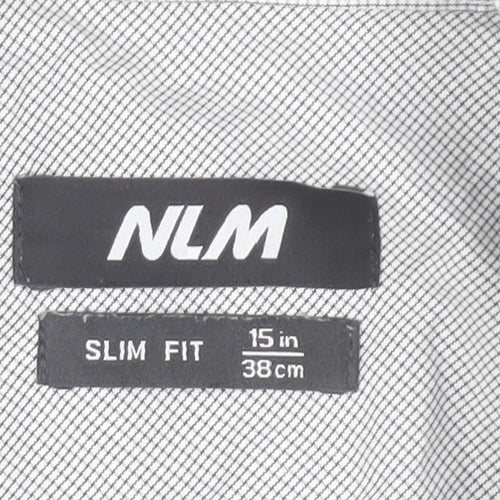 NLM Mens Grey Slim Fit Long Sleeve Dress Shirt 15in 38cm