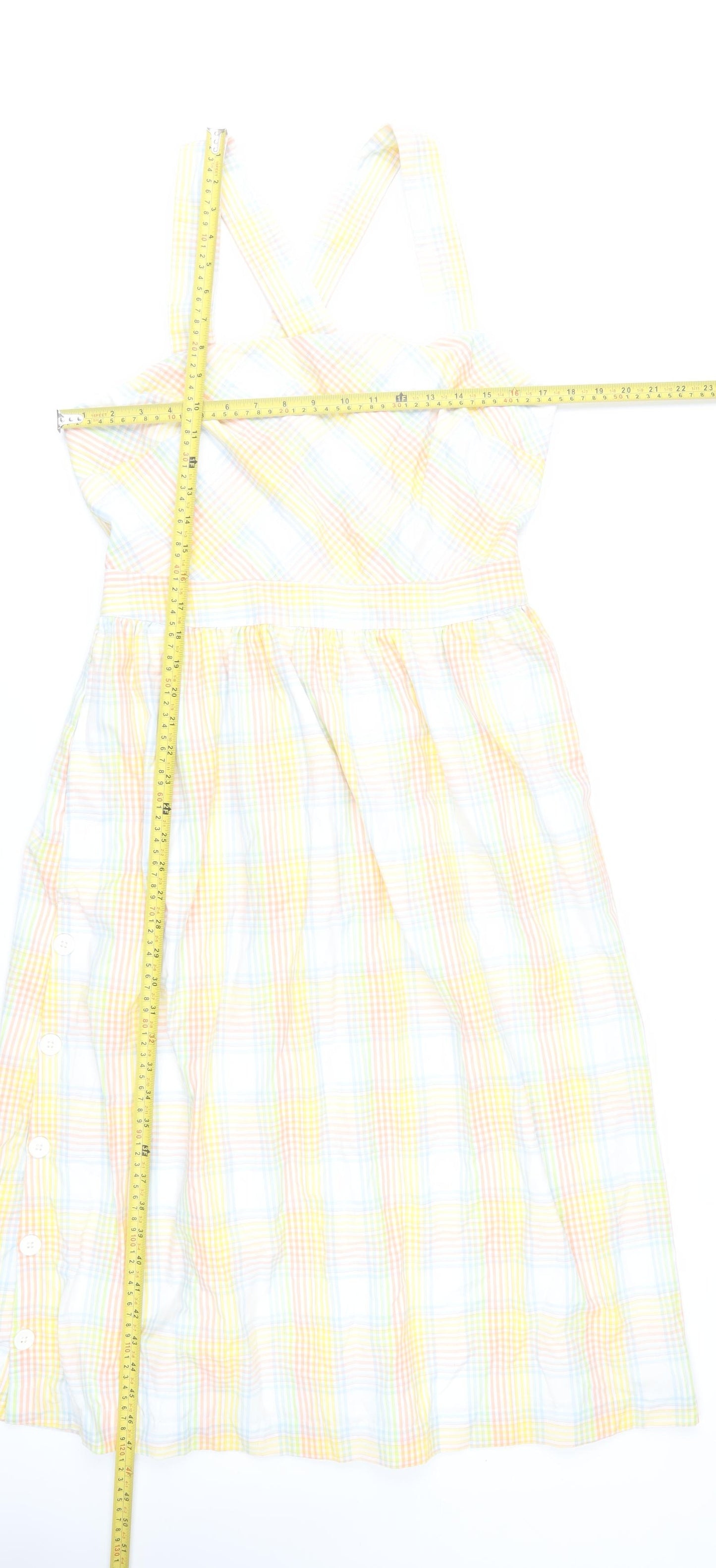 Oliver Bonas Women’s Multicoloured Check Midi A-Line Dress Size 12