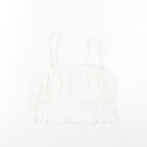 Bershka Womens White Spaghetti Strap Camisole Tank Top S