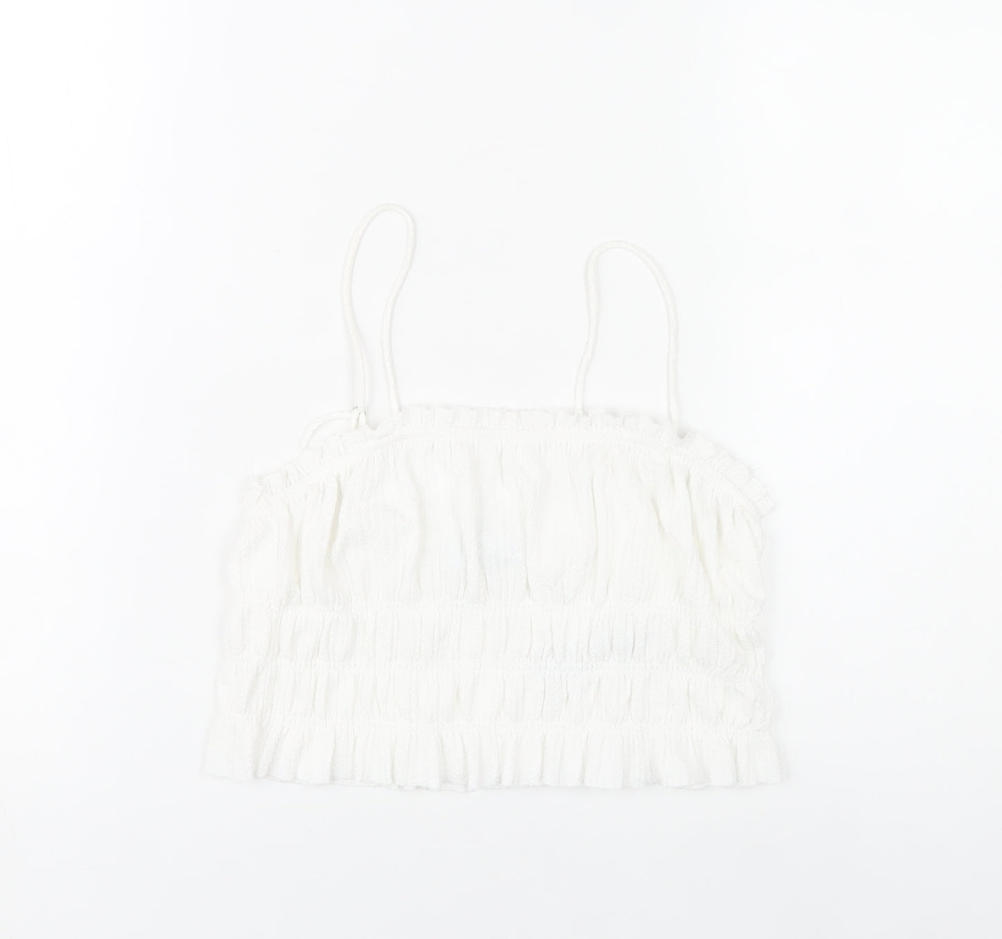 Bershka Womens White Spaghetti Strap Camisole Tank Top S