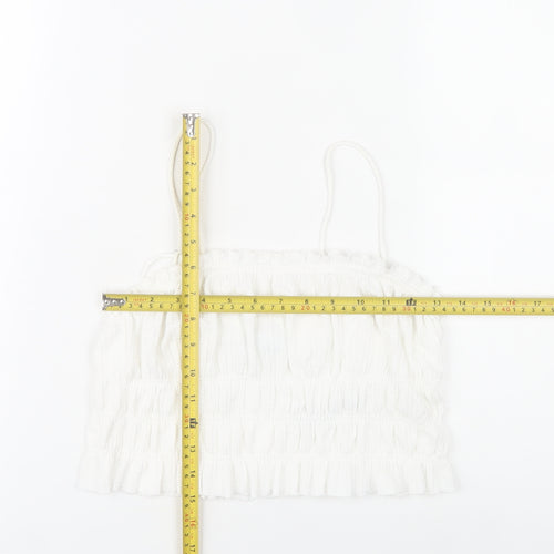 Bershka Womens White Spaghetti Strap Camisole Tank Top S