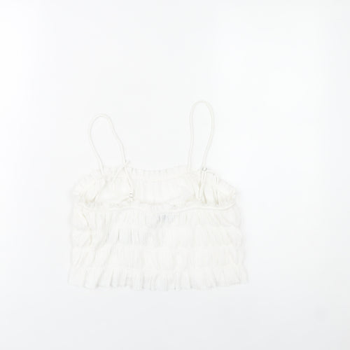 Bershka Womens White Spaghetti Strap Camisole Tank Top S