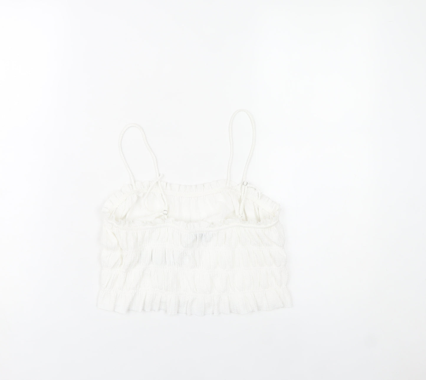 Bershka Womens White Spaghetti Strap Camisole Tank Top S