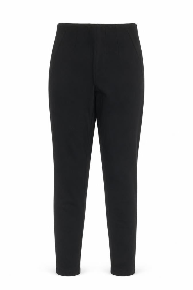 Front view of Mango women’s black leggings, size UK 8, viscose blend stretch mid rise