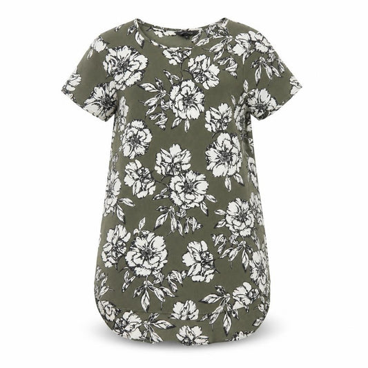 Front view of New Look Women’s Green Floral T-Shirt Dress, size UK 10