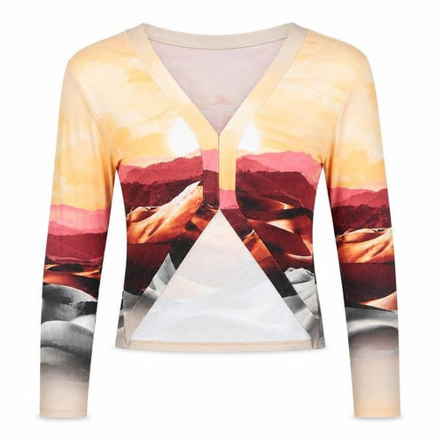 Missguided Women’s Multicoloured Size 12 Cropped V-Neck Long Sleeve Top