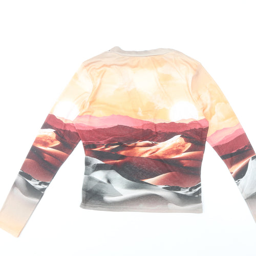 Missguided Women’s Multicoloured Size 12 Cropped V-Neck Long Sleeve Top