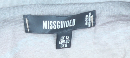 Missguided Women’s Multicoloured Size 12 Cropped V-Neck Long Sleeve Top