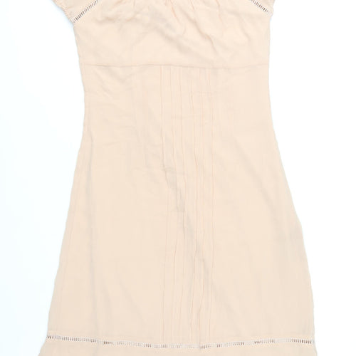 H&M Women Beige Size 12 Shift Puff Sleeve Knee Length Dress