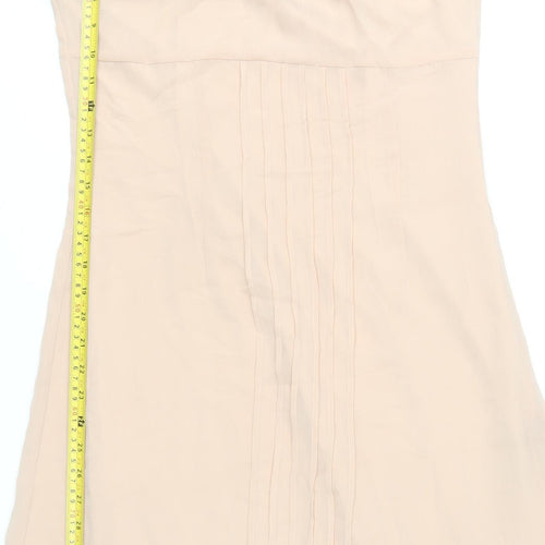 H&M Women Beige Size 12 Shift Puff Sleeve Knee Length Dress