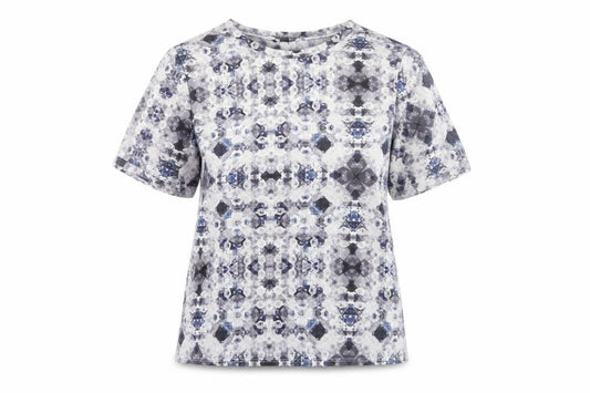 Front view of Topshop Women’s Multicoloured, size UK 10, Geometric Print T-Shirt