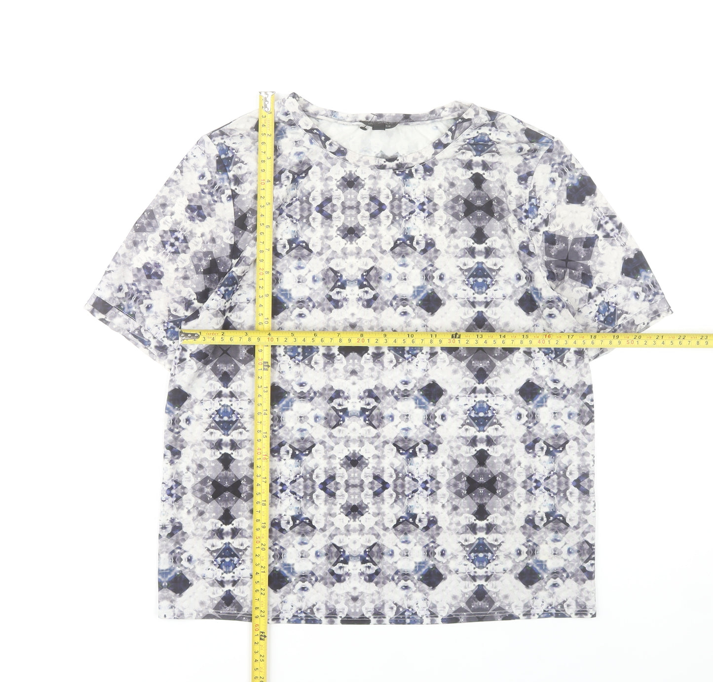 Topshop Women’s Multicoloured Size 10 Geometric Print T-Shirt