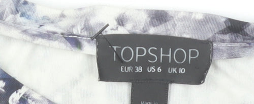 Topshop Women’s Multicoloured Size 10 Geometric Print T-Shirt