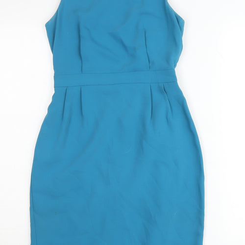 Warehouse Women’s Blue Sheath Dress Size 8 Knee Length Formal