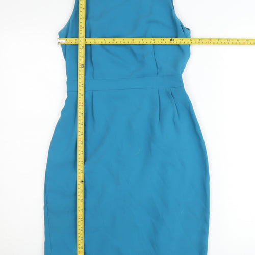 Warehouse Women’s Blue Sheath Dress Size 8 Knee Length Formal