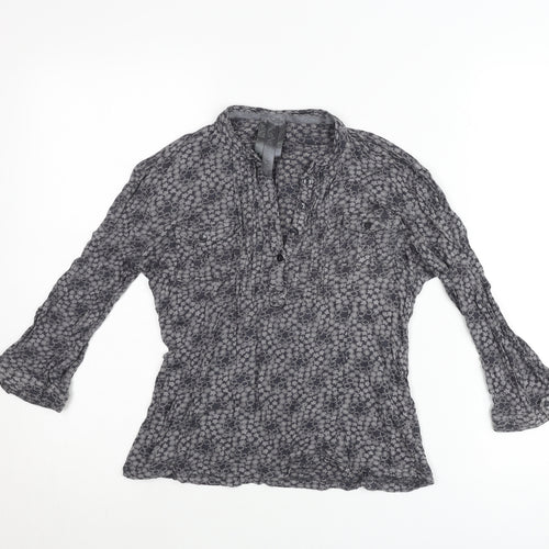 Next Womens Grey Floral Tunic Blouse Size 10 Long Sleeve