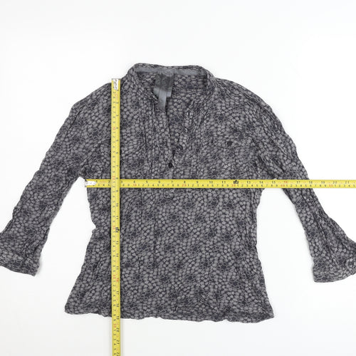 Next Womens Grey Floral Tunic Blouse Size 10 Long Sleeve