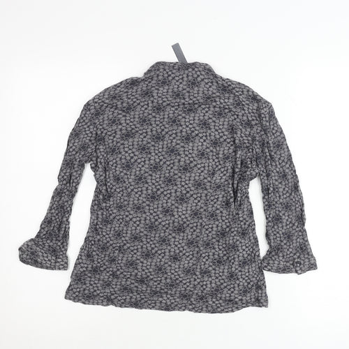 Next Womens Grey Floral Tunic Blouse Size 10 Long Sleeve