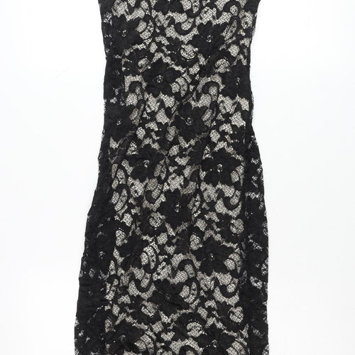 ASOS Petite Women’s Black Lace One Shoulder Bodycon Mini Dress Size 8