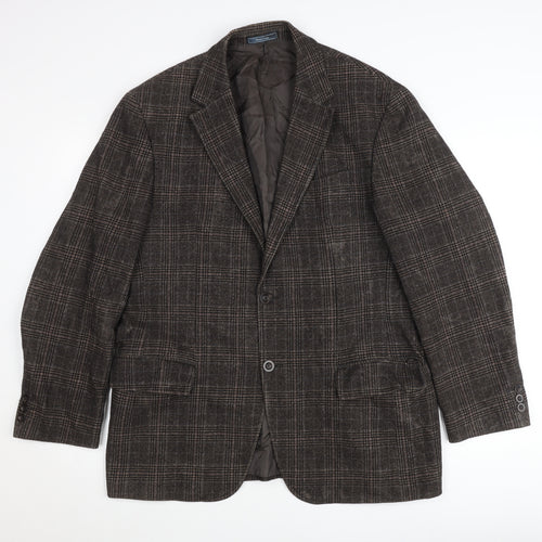 Benvenuto Men's Brown Check Wool Blazer Jacket Size 42 Regular