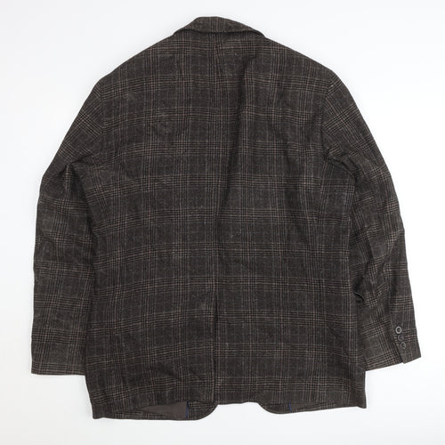 Benvenuto Men's Brown Check Wool Blazer Jacket Size 42 Regular