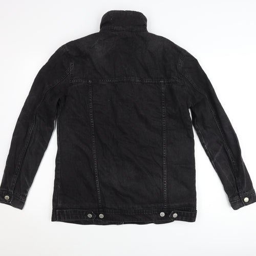 Stradivarius Womens Black Denim Jacket Size 8 Lined Casual