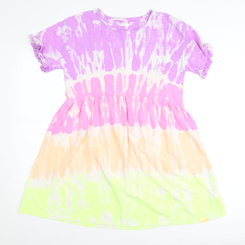Next Girls Multicoloured Tie Dye Skater Dress 12 Years Cotton Summer