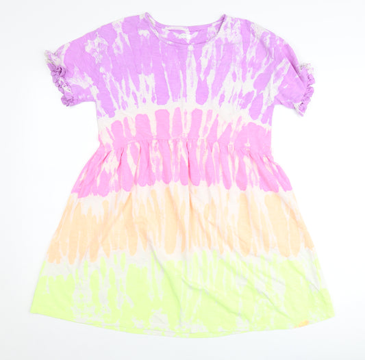 Next Girls Multicoloured Tie Dye Skater Dress 12 Years Cotton Summer