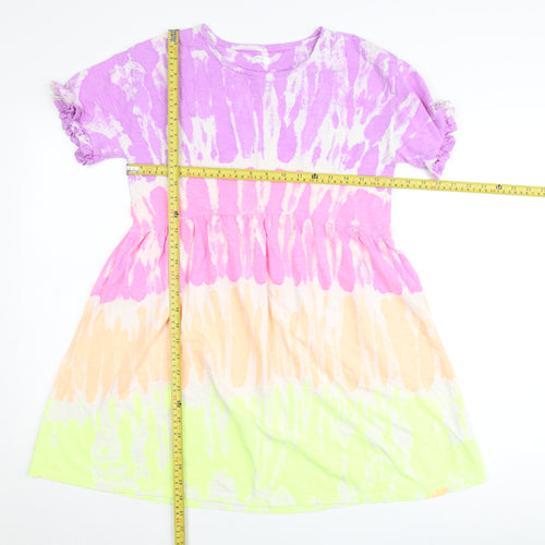 Next Girls Multicoloured Tie Dye Skater Dress 12 Years Cotton Summer