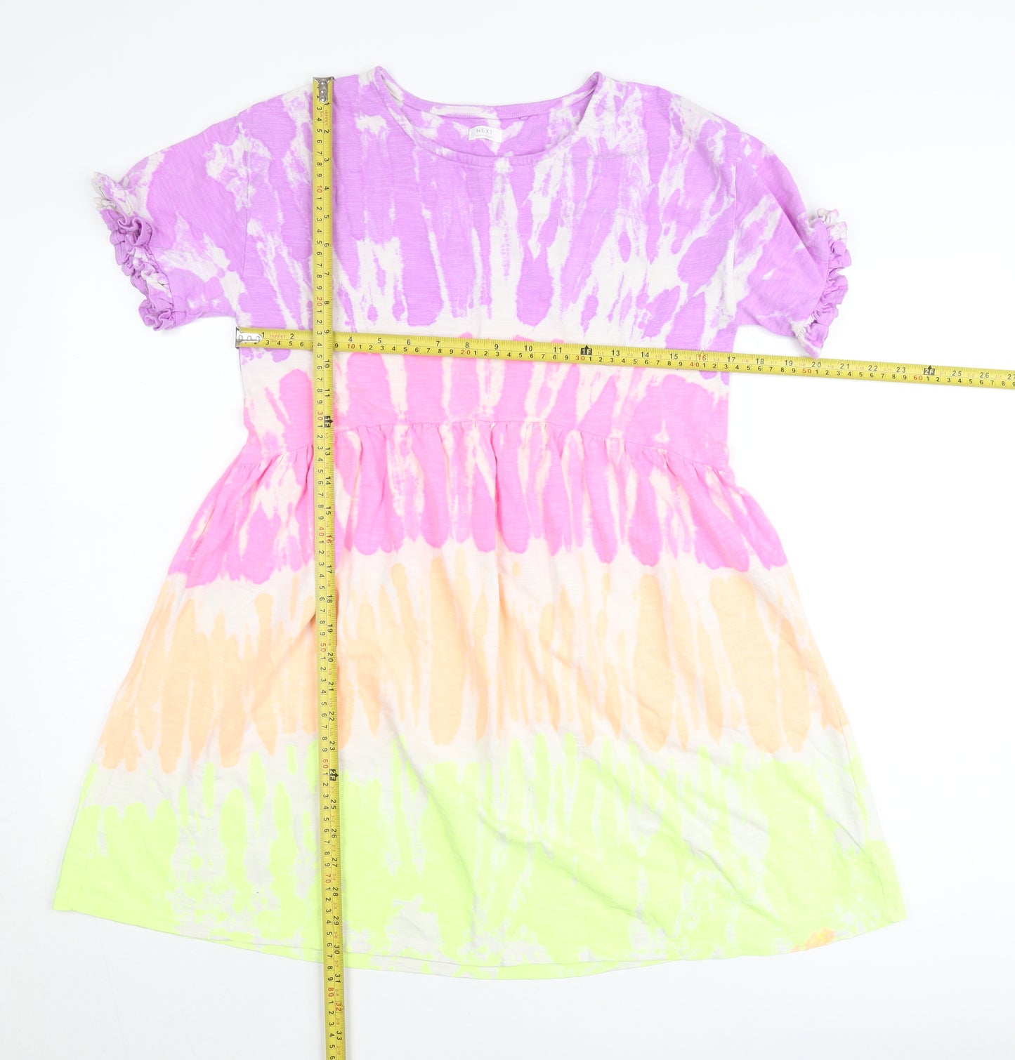 Next Girls Multicoloured Tie Dye Skater Dress 12 Years Cotton Summer