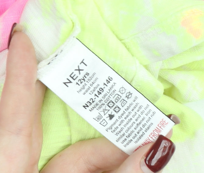 Next Girls Multicoloured Tie Dye Skater Dress 12 Years Cotton Summer