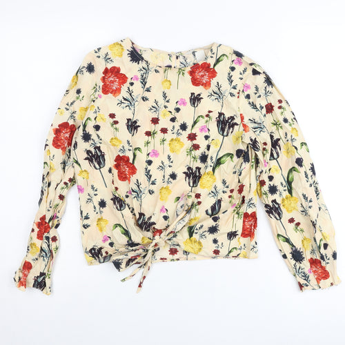 H&M Womens Multicoloured Floral Cotton Wrap Blouse Size 6