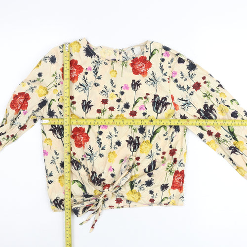 H&M Womens Multicoloured Floral Cotton Wrap Blouse Size 6