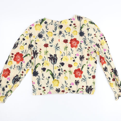 H&M Womens Multicoloured Floral Cotton Wrap Blouse Size 6
