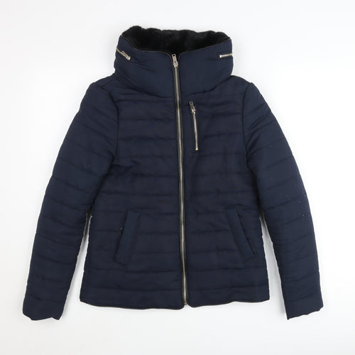 New Look Women’s Blue Size 6 Puffer Jacket Polyester Winter Coat