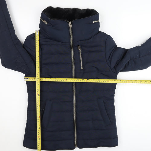 New Look Women’s Blue Size 6 Puffer Jacket Polyester Winter Coat
