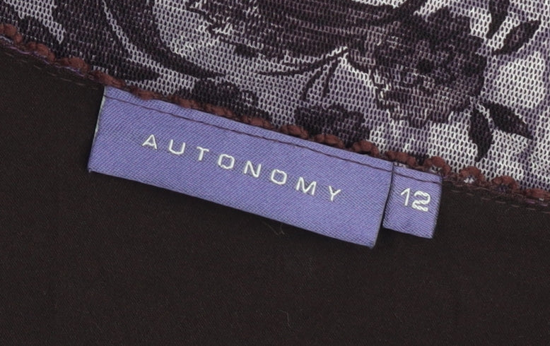 Autonomy Womens Purple Floral V-Neck Tunic Blouse Size 12