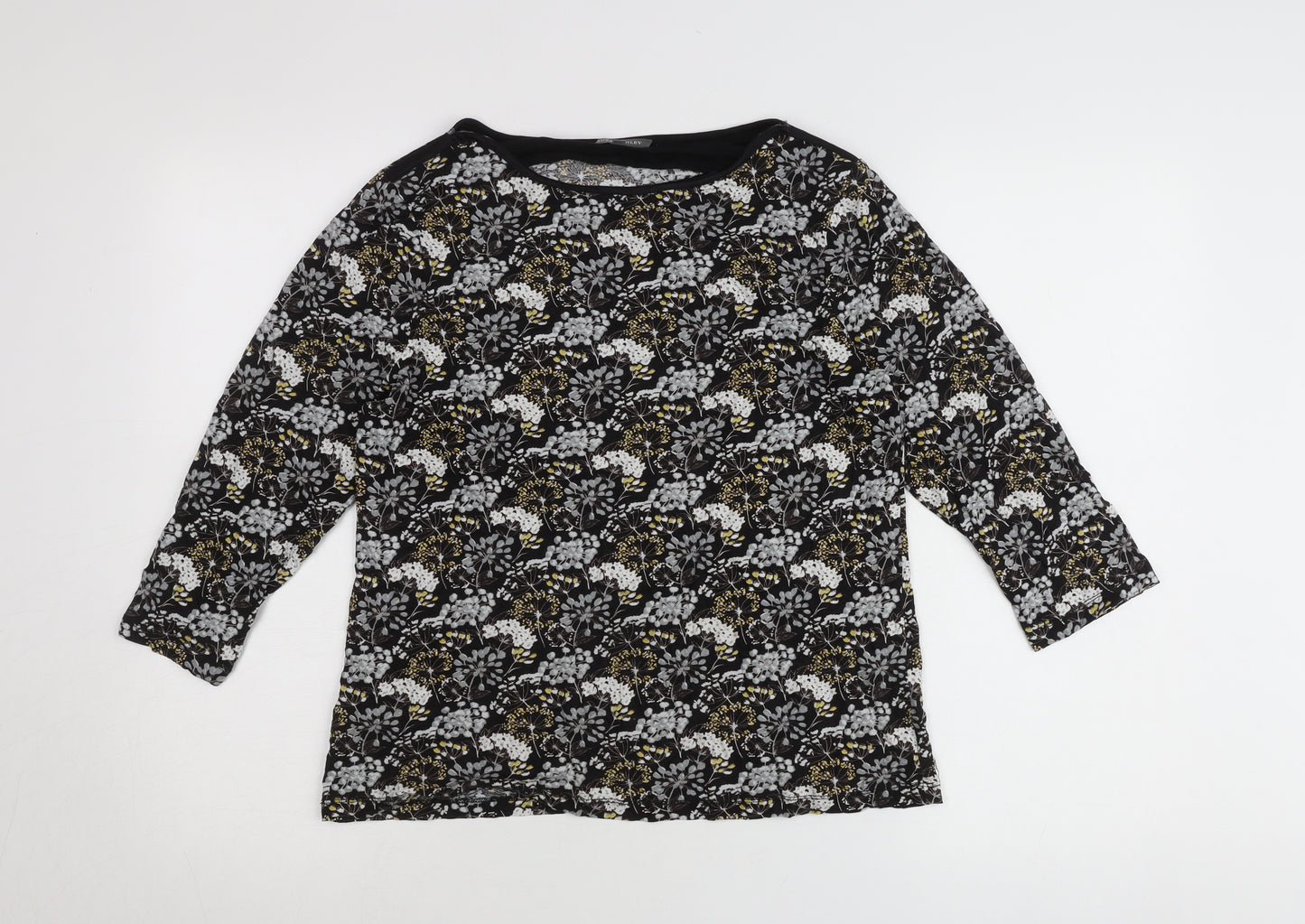 Laura Ashley Womens Black Floral Tunic Blouse UK14 3/4 Sleeve