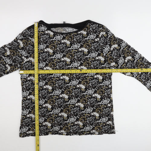 Laura Ashley Womens Black Floral Tunic Blouse UK14 3/4 Sleeve