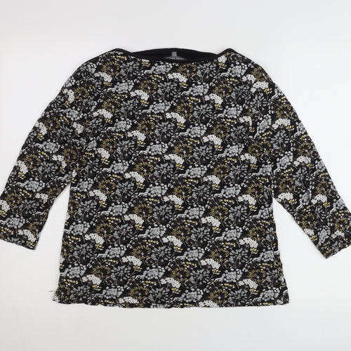 Laura Ashley Womens Black Floral Tunic Blouse UK14 3/4 Sleeve